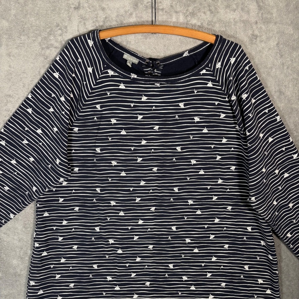 T by Talbots Navy Blue Striped Lace Up Back Tunic Top 3X Cotton Heavy Thick - Picture 14 of 15